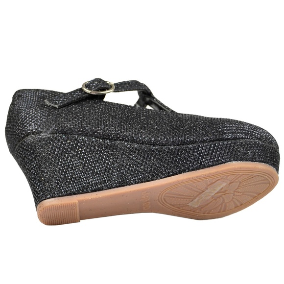 Girls Glitter Mary Jane Wedge Pumps LOVELY-621 - Picture 3 of 7